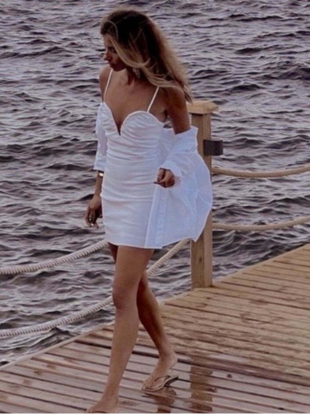 Copy Zara Stretch Slip Mini Spring Summer Easter Resort Wedding Dress Bloggers M